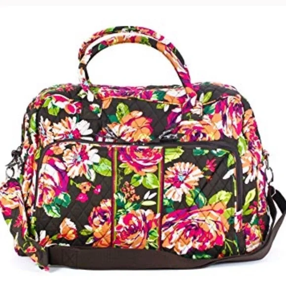 Vera Bradley Pink and Orange Travel Bag Quilted Design - Picture 1 of 6